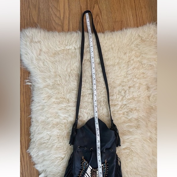 Black Spell & the Gypsy Dreamweaver Black | Black Leather Fringe Boho Crossbody - Picture 11 of 15
